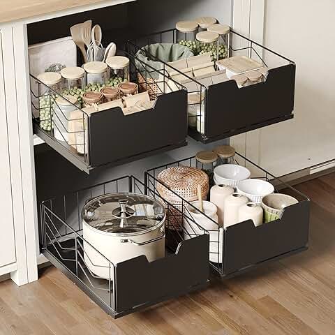 Two-Pack Pull Out Cabinet Shelves for Kitchen