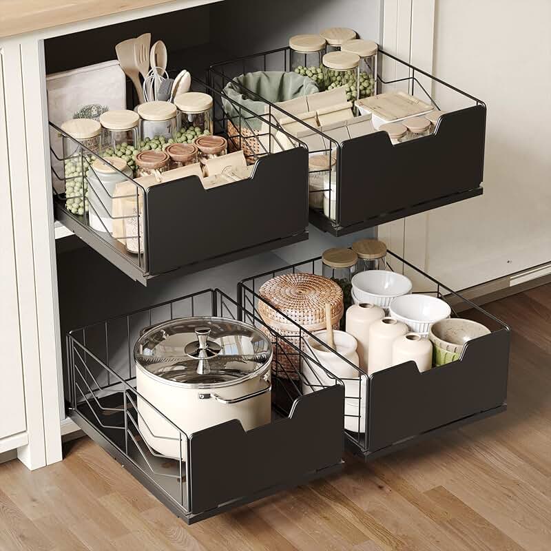 Two-Pack Pull Out Cabinet Shelves for Kitchen