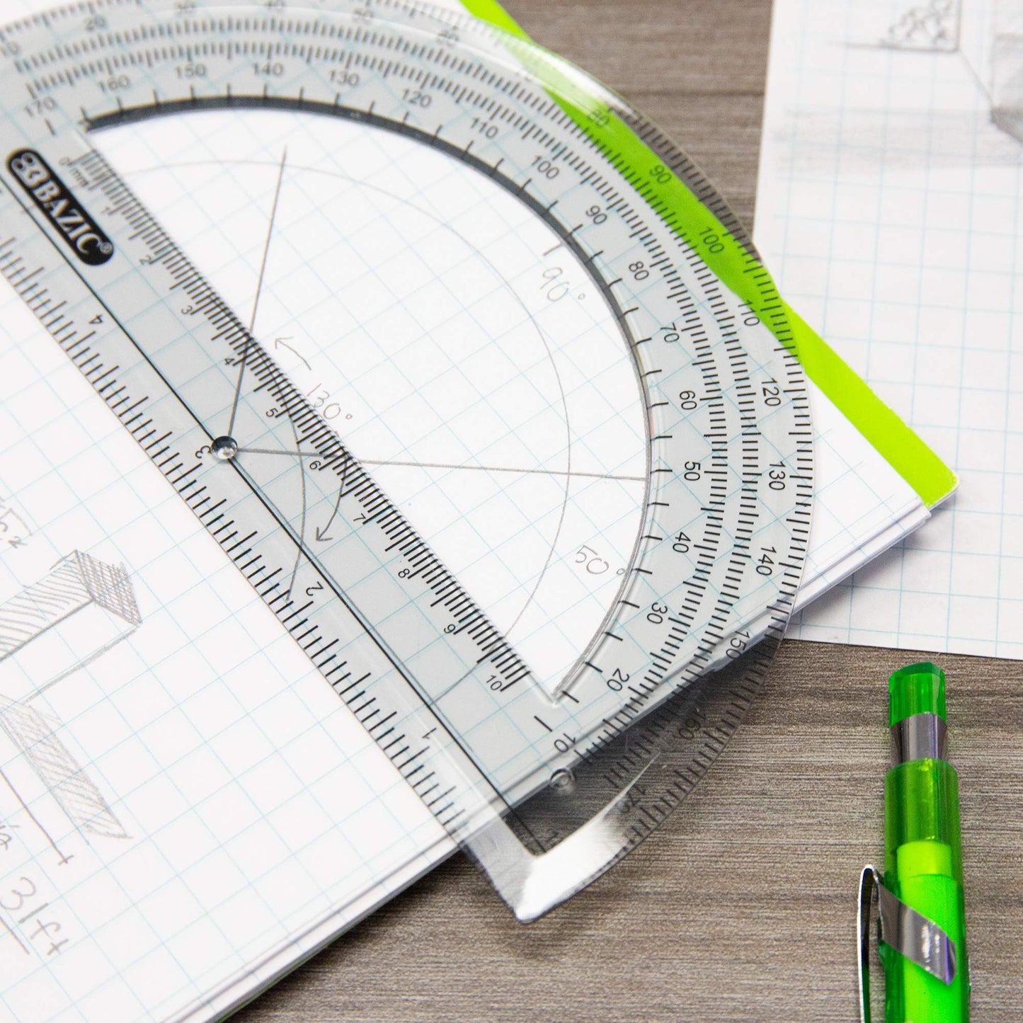 6-Inch Semicircular Plastic Protractor for Geometry