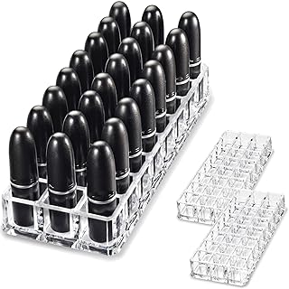 Set of 2 clear acrylic lipstick organizers with 24 compartments