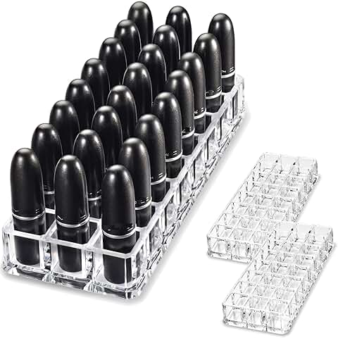 Set of 2 clear acrylic lipstick organizers with 24 compartments