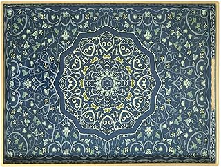 Blue Decorative Serving Tray with Handles