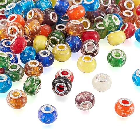 100pcs Glow-in-the-Dark Lampwork Beads, 14x9-10mm
