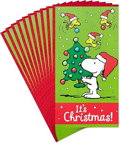 Set of 10 Snoopy Christmas Card and Envelope Packs