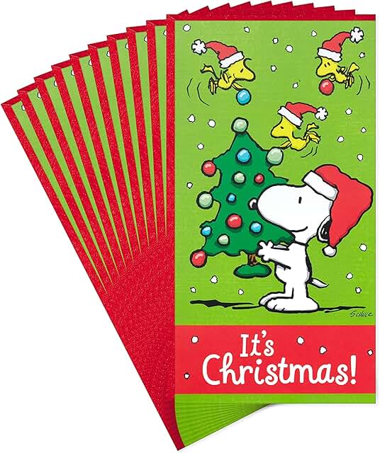 Set of 10 Snoopy Christmas Card and Envelope Packs