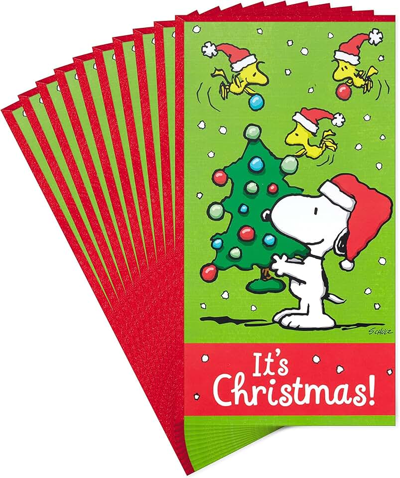 Set of 10 Snoopy Christmas Card and Envelope Packs