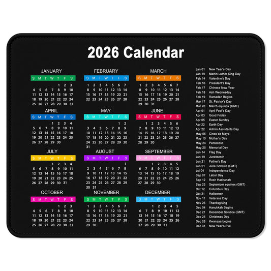 2026 Calendar Mouse Pad, Square, 10.2 x 8.3 Inch