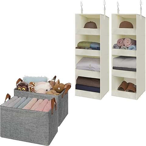Bundle of 2 Toy Boxes and 2 Hanging Closet Organizers