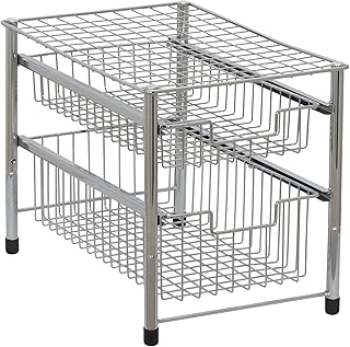 Free Standing Pull-Out Cabinet Organizer Shelf, Double, 16.5" Deep