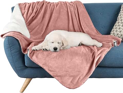 Reversible Sherpa Dog Blanket for Bed and Couch