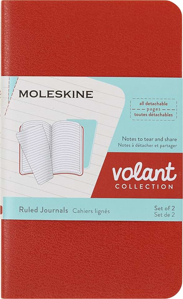 Set of 2 Small Soft Cover Ruled Journals in Coral and Blue