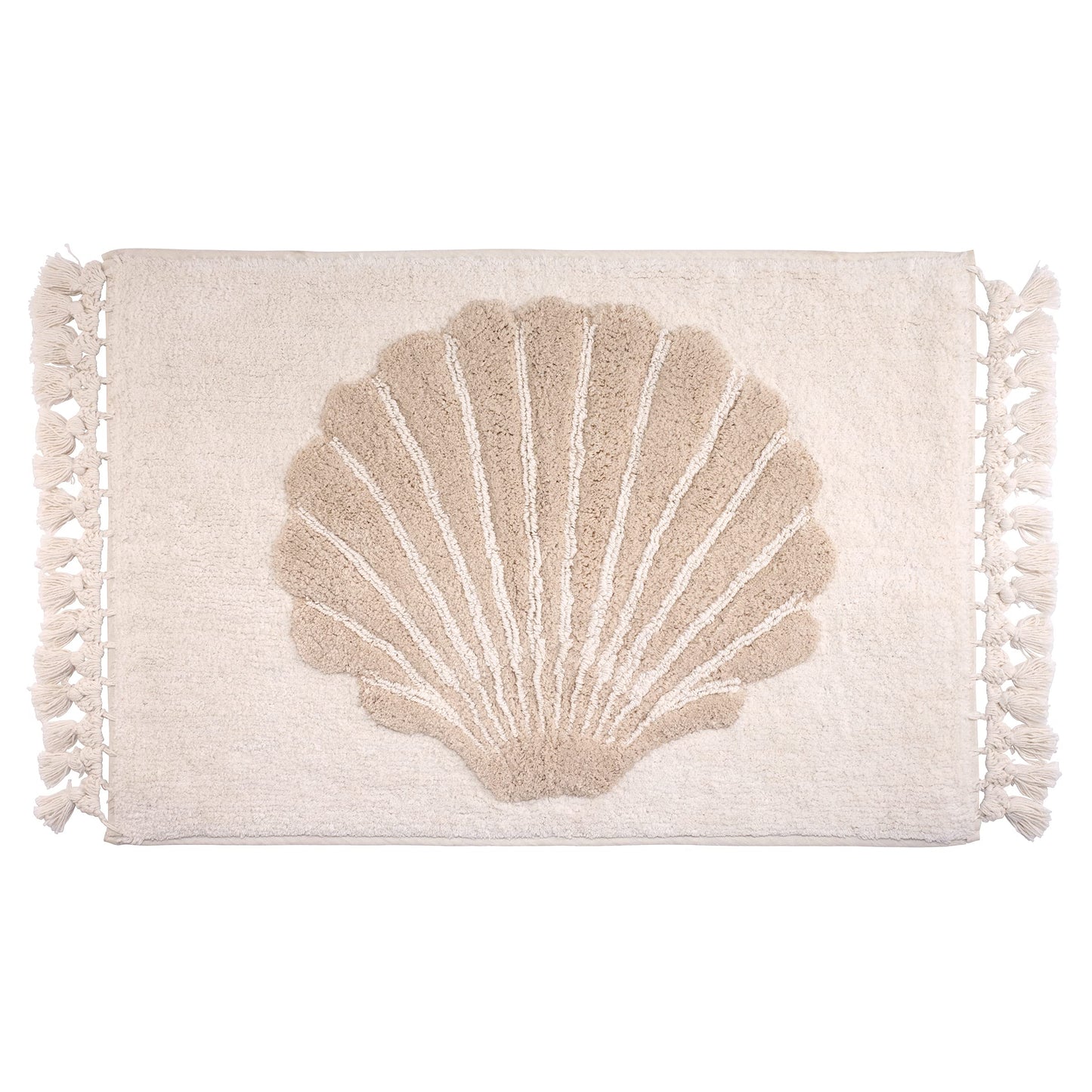 Macrame Shells  Bath Rug, Ivory