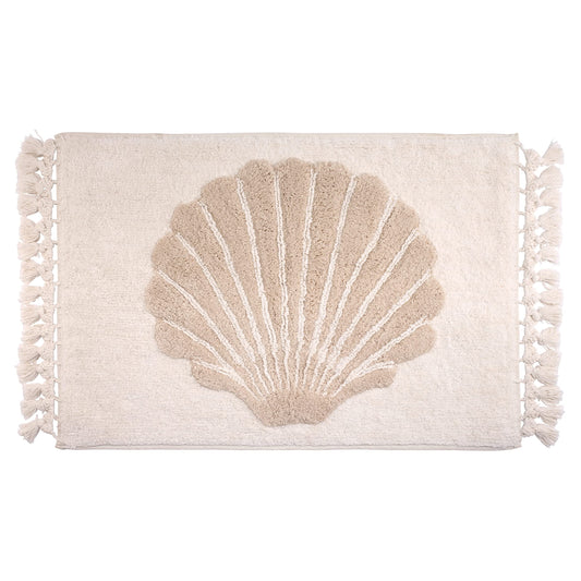 Macrame Shells  Bath Rug, Ivory