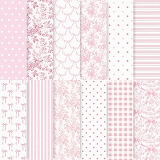 Pink Bow Floral Pattern Scrapbook Paper, 24 Sheets