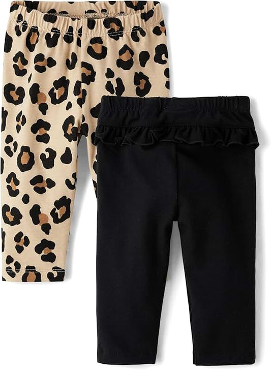 Baby Girls' Knit Pull-On Pants, Leopard and Black, 12-18 Months