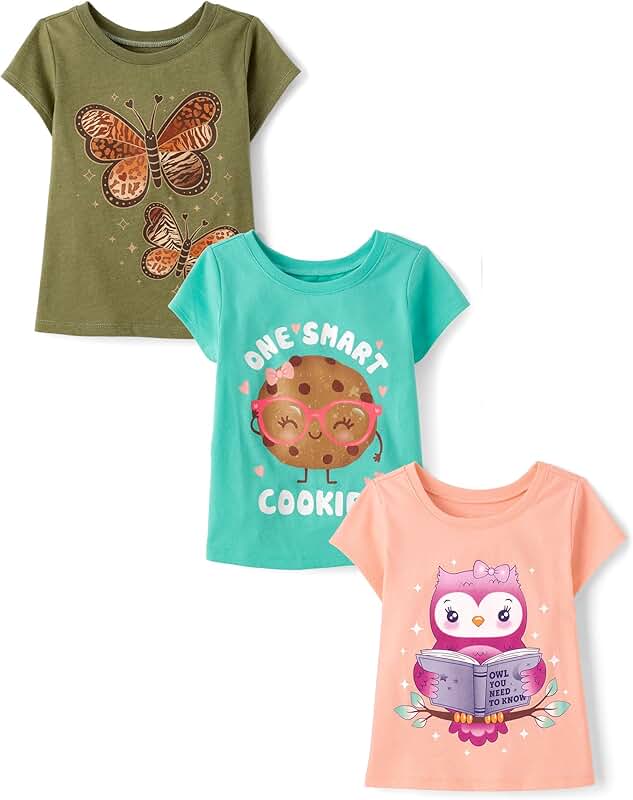 Baby Girl and Toddler Short Sleeve Graphic T-Shirts Pack
