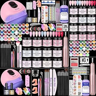 Acrylic Nail Kit with Drill and 12 Color Powders for Beginners