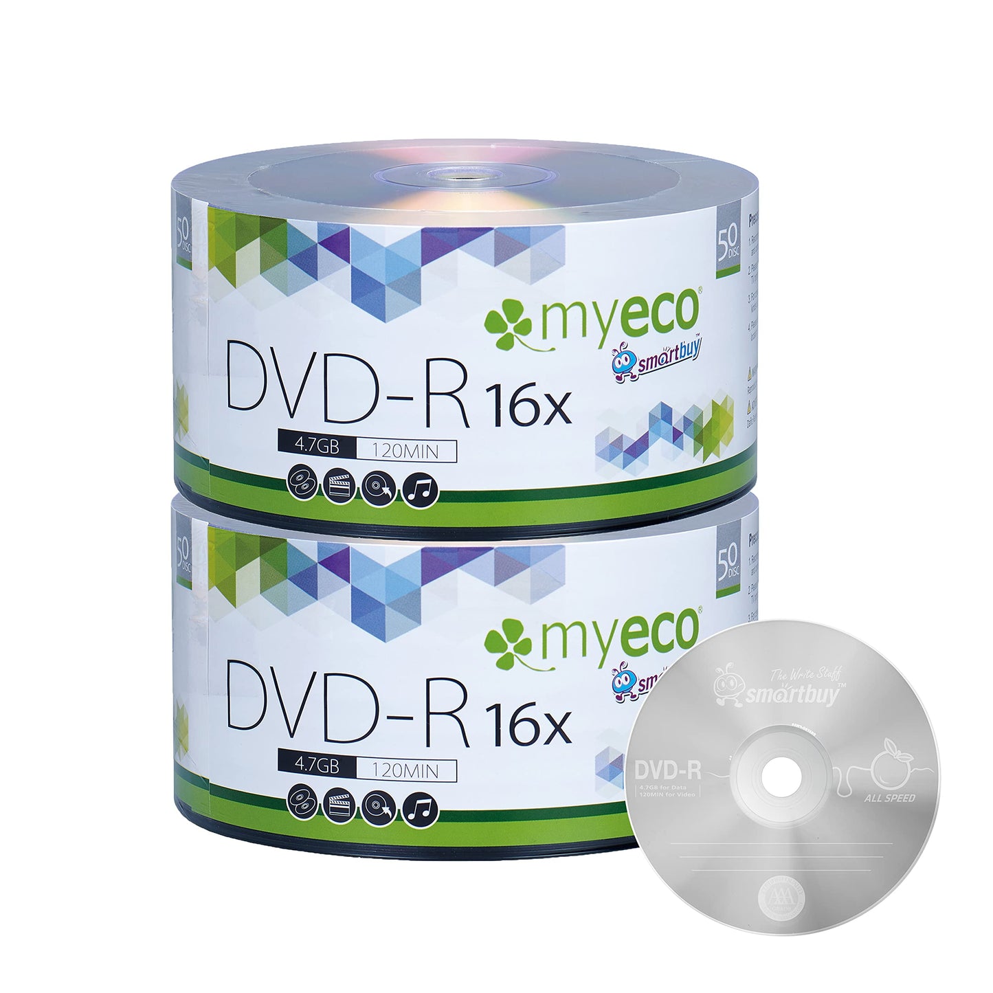 100 Pack DVD-R 16X 4.7GB/120Min Silver Logo Top Write Once Blank Media Record Disc