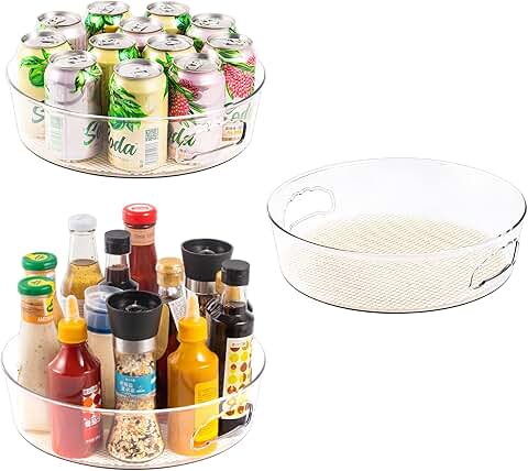 3-Pack 12" Clear Lazy Susan Turntables for Storage