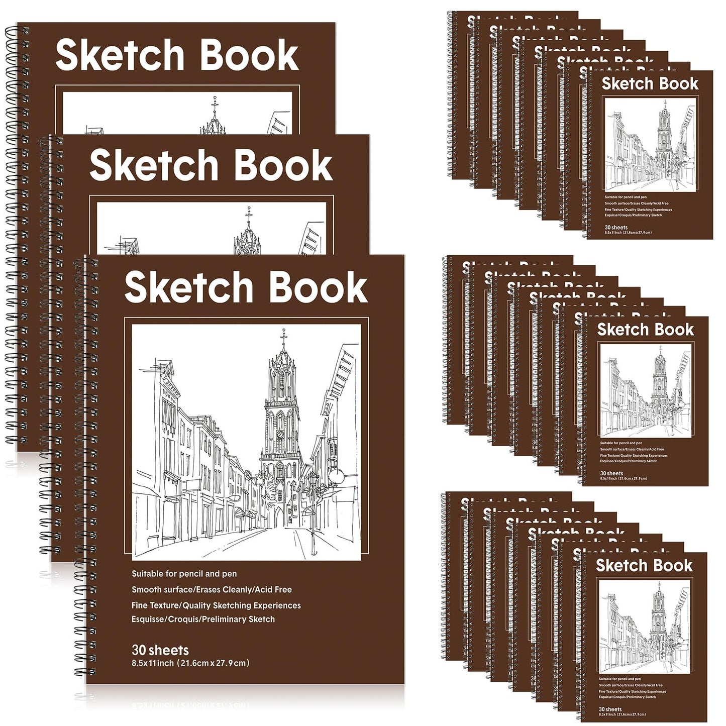 12 Pcs Sketch Books 11 x 8.5 Inches 30 Sheets