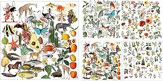 Five Packs of Vintage Animal and Nature Stickers