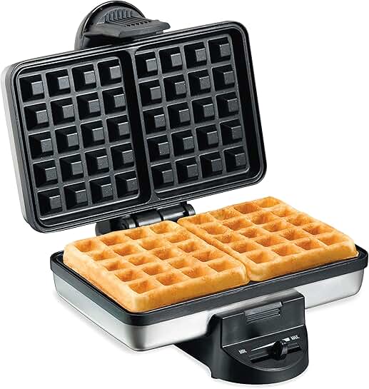 Mini Belgian Waffle Maker with Shade Control and Non-Stick Plates