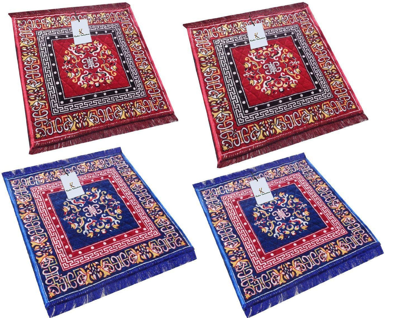 Industries Red Pooja Aasan, Mat Set of 4 Pcs 2 Ft X 2 Ft)