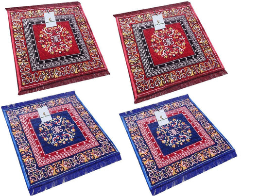 Industries Red Pooja Aasan, Mat Set of 4 Pcs 2 Ft X 2 Ft)