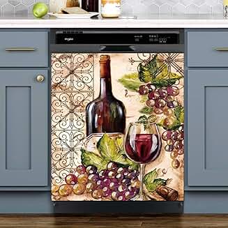 Rustic Red Wine Bottle Dishwasher Magnet, 23x26 inches