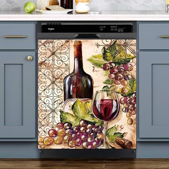 Rustic Red Wine Bottle Dishwasher Magnet, 23x26 inches