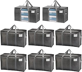 Eight heavy-duty moving storage bags with handles and windows