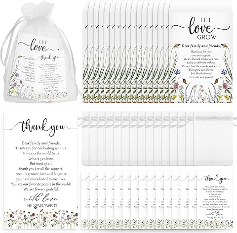 Set of 100 wedding favor seed packets with envelopes and gift bags