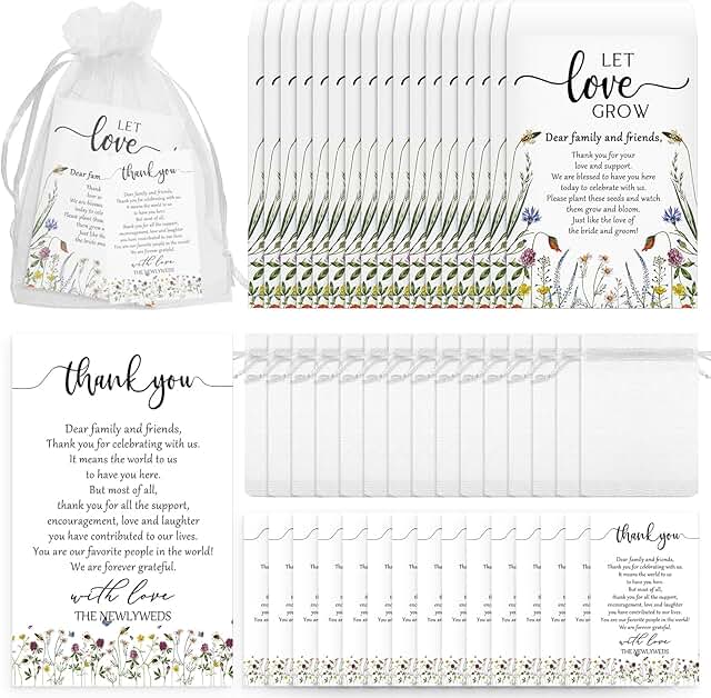 Set of 100 wedding favor seed packets with envelopes and gift bags