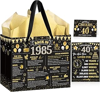40th Birthday Gift Bag with Tissue and Card
