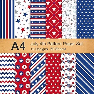 60 Sheets of 4th of July Pattern Paper Set