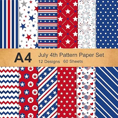 60 Sheets of 4th of July Pattern Paper Set