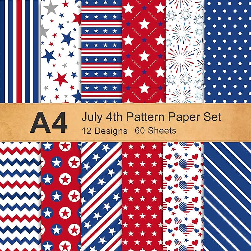 60 Sheets of 4th of July Pattern Paper Set