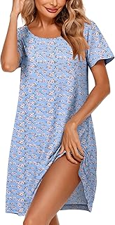 Women's Short Sleeve Nightgown with Pockets, S-3XL