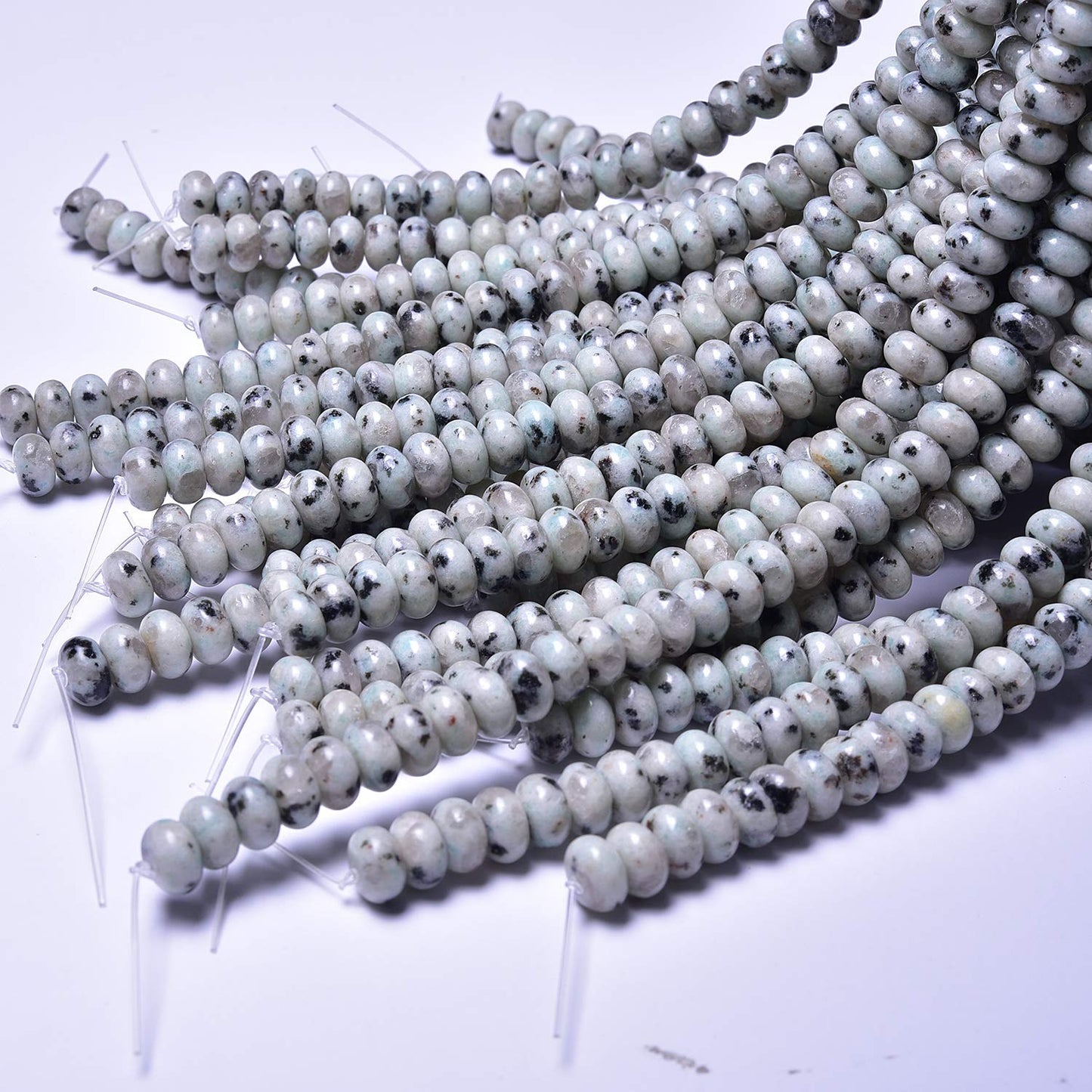 Natural Green Spot Gemstone Rondelle Beads for Jewelry Making
