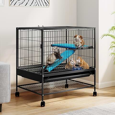 Small Animal Cage with Wheels for Ferrets and More