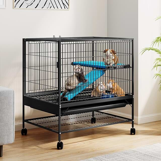 Small Animal Cage with Wheels for Ferrets and More