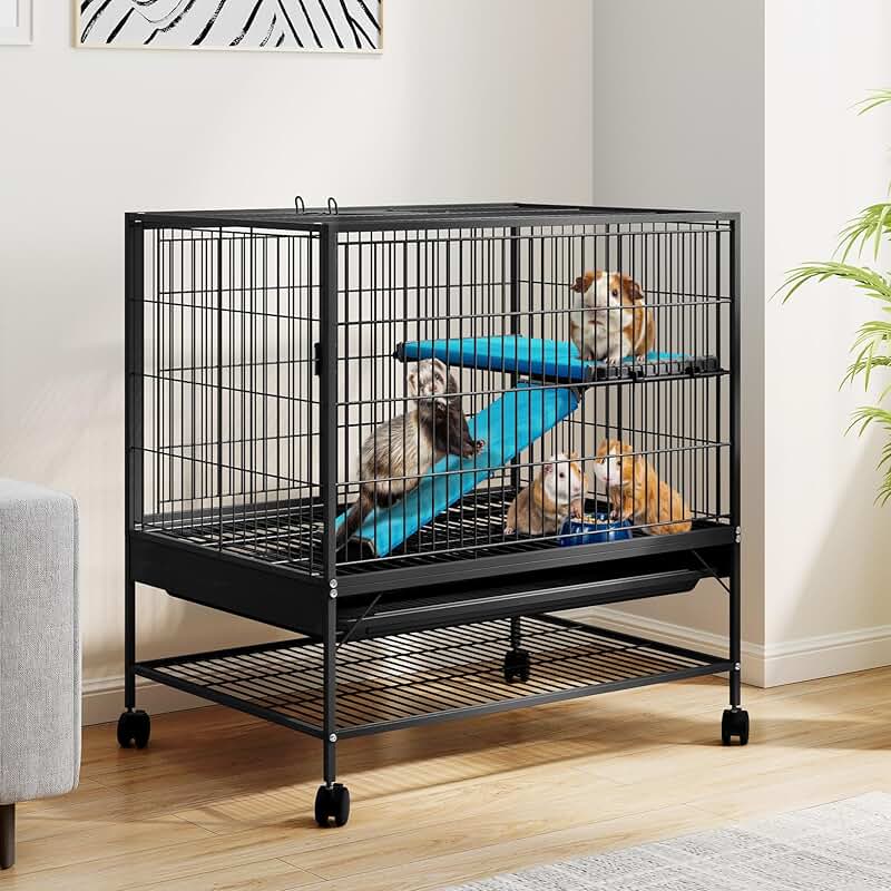 Small Animal Cage with Wheels for Ferrets and More