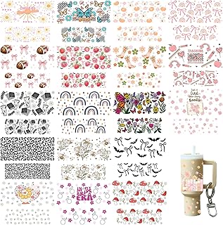 Set of 42 Mini Tumbler Keychain Wraps with Various Designs