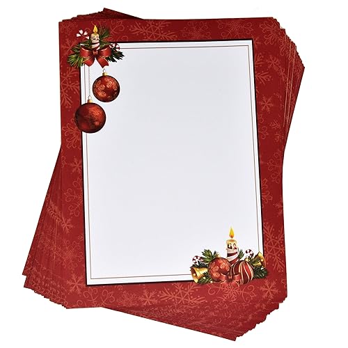 Letter Paper Pack with Holiday Bell Design, 8.5" x 11"
