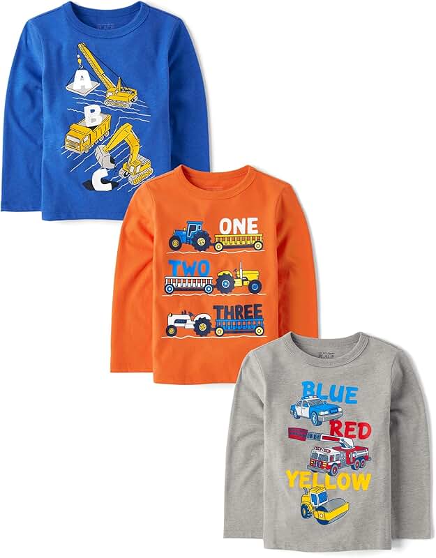 Baby Boys and Toddler Dino and Animal Long Sleeve T-Shirts Pack
