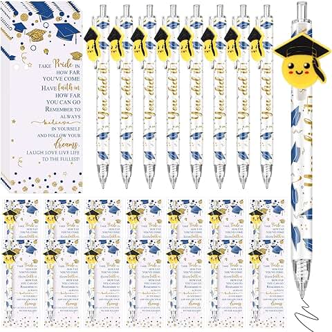 Set of 24 Smile Face Ballpoint Pens with Greeting Cards
