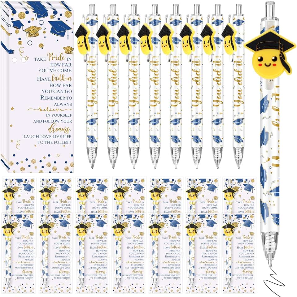 Set of 24 Smile Face Ballpoint Pens with Greeting Cards