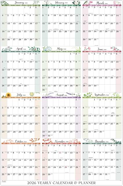 2026 Wall Calendar with Julian Dates