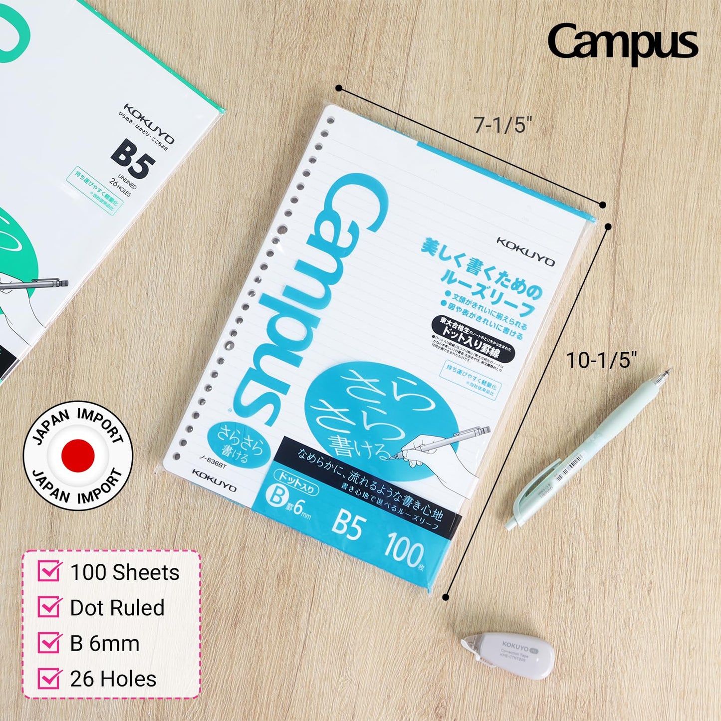 Loose Leaf Paper for Binders, 36 Lines, 100 Sheets