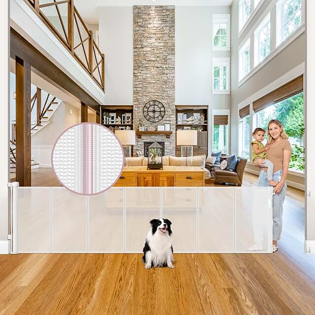 Wide Retractable Baby and Pet Gate for Large Openings